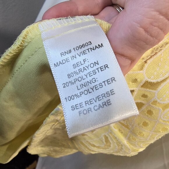 Rabbit Design 3/4 Bell Sleeve Abstract Lace Fit & Flare Dress 10 Yellow - Picture 5 of 8